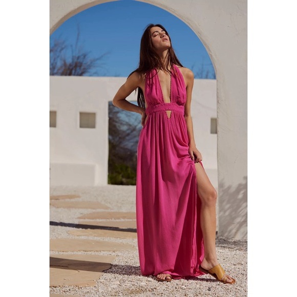 💖6 HOURS ONLY PRICE💖NWT Free People Look Into the Sun Maxi Dress, Magentiful, XS - Picture 4 of 6